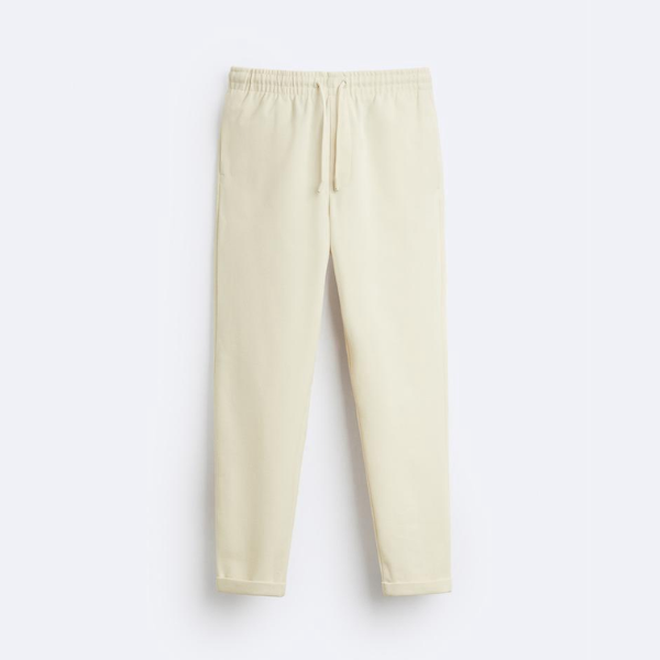 Zara Men’s Jogger Knit Easy Care Waist Trouser | Beige | Export Quality