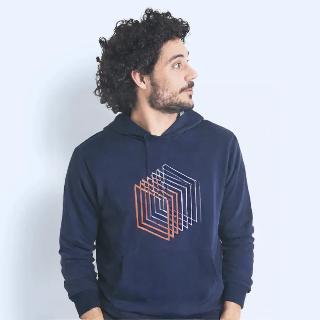 Men's Navy Blue Printed Hoodies | Premium Quality | Cotton Fleece