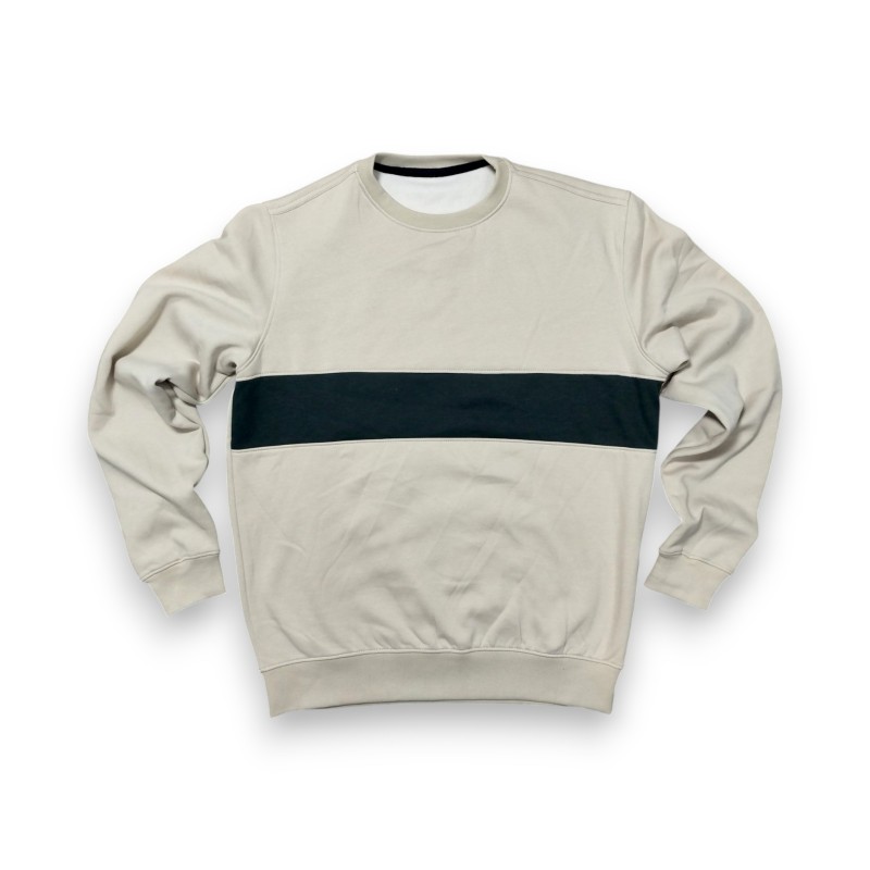 Eighty2Nine Men's Green Strip Cotton Fleece Sweatshirt | Export Leftover | Premium Quality