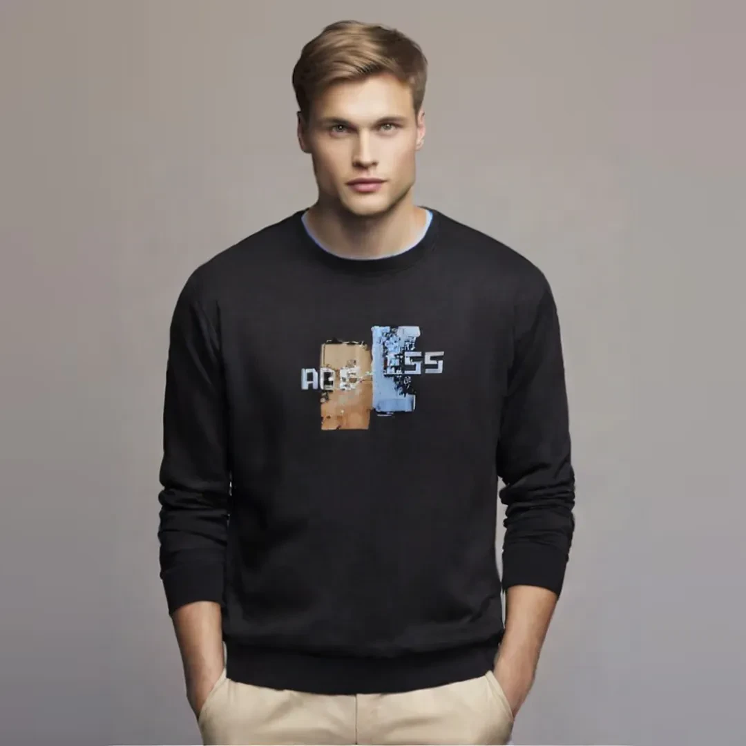 Men's Cotton Fleece Sweatshirt | Black | Premium Quality