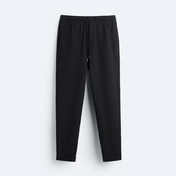 Zara Men’s Jogger Knit Easy Care Waist Trouser | Black | Export Quality